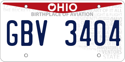 OH license plate GBV3404