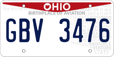 OH license plate GBV3476
