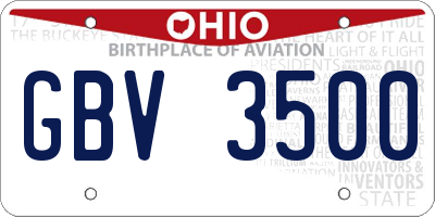 OH license plate GBV3500