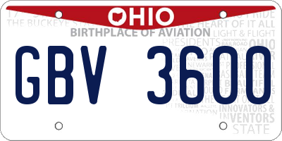OH license plate GBV3600
