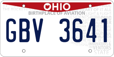 OH license plate GBV3641