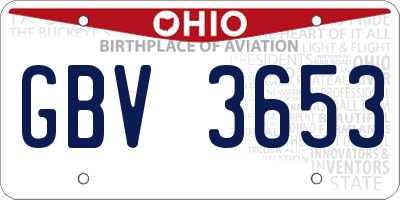 OH license plate GBV3653