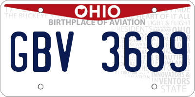 OH license plate GBV3689