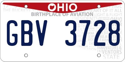 OH license plate GBV3728