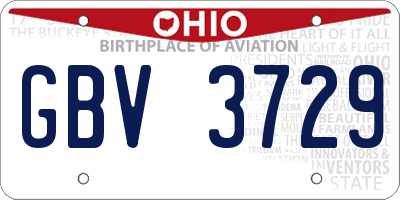 OH license plate GBV3729