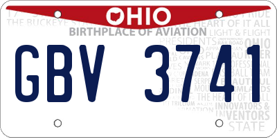 OH license plate GBV3741