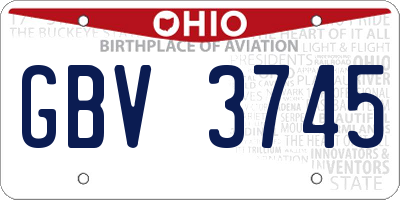 OH license plate GBV3745