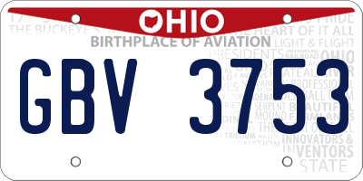 OH license plate GBV3753