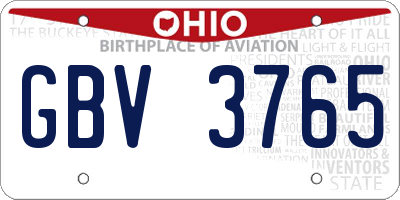 OH license plate GBV3765