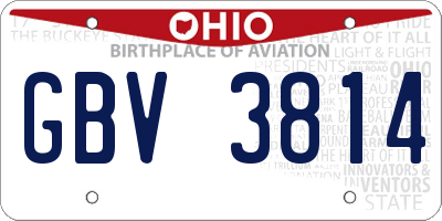 OH license plate GBV3814