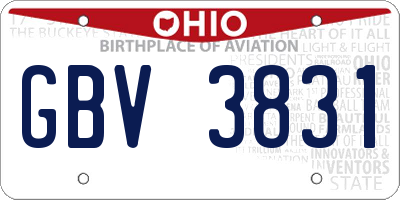 OH license plate GBV3831