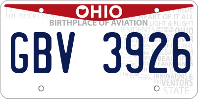 OH license plate GBV3926