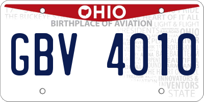 OH license plate GBV4010