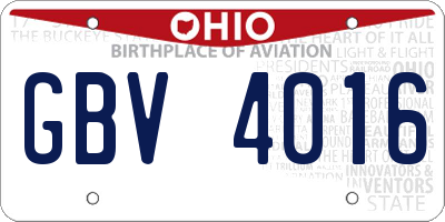 OH license plate GBV4016