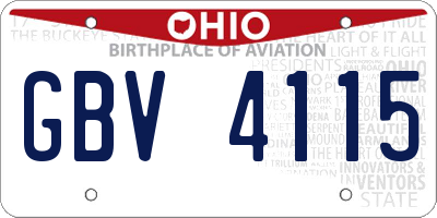 OH license plate GBV4115