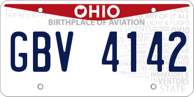 OH license plate GBV4142