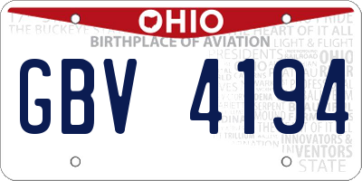 OH license plate GBV4194