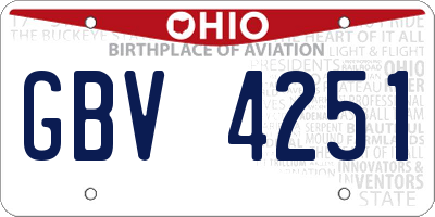 OH license plate GBV4251