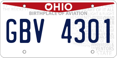 OH license plate GBV4301