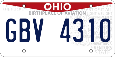 OH license plate GBV4310