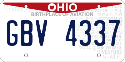 OH license plate GBV4337