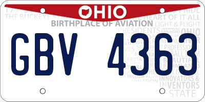 OH license plate GBV4363