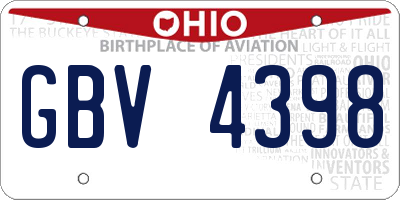 OH license plate GBV4398