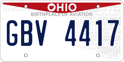 OH license plate GBV4417