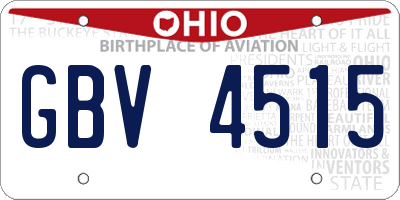 OH license plate GBV4515