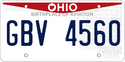 OH license plate GBV4560