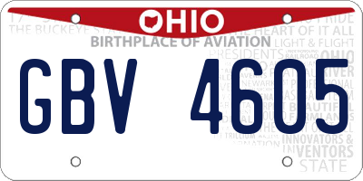 OH license plate GBV4605