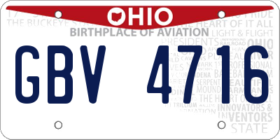 OH license plate GBV4716