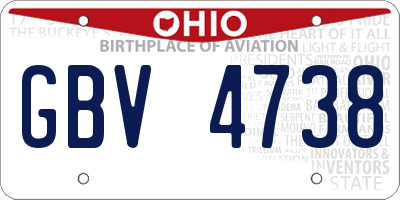 OH license plate GBV4738