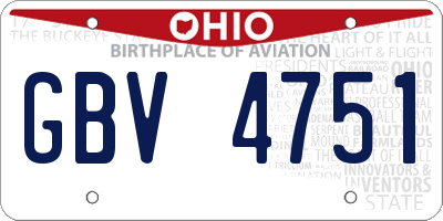 OH license plate GBV4751