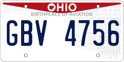 OH license plate GBV4756