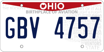 OH license plate GBV4757
