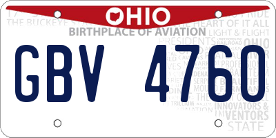 OH license plate GBV4760