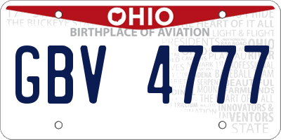 OH license plate GBV4777