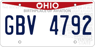 OH license plate GBV4792