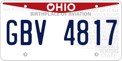 OH license plate GBV4817