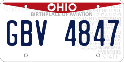 OH license plate GBV4847
