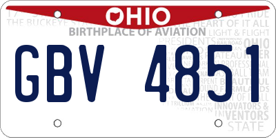 OH license plate GBV4851