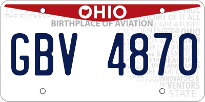 OH license plate GBV4870