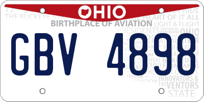 OH license plate GBV4898