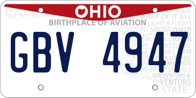 OH license plate GBV4947