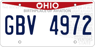 OH license plate GBV4972
