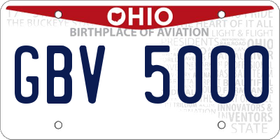 OH license plate GBV5000