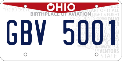 OH license plate GBV5001