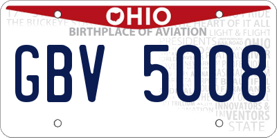 OH license plate GBV5008