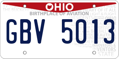 OH license plate GBV5013